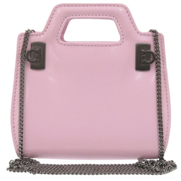 SALVATORE FERRAGAMO Wanda Chain Shoulder Bag 213984 Calf Leather Pink 0559 - Picture 2 of 10